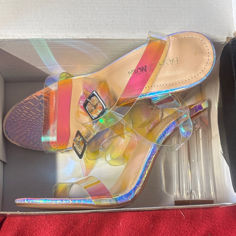 Fashion Nova Multicolor Transparent Heels